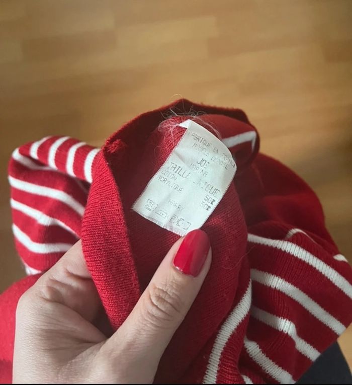 Petit pull rayé blanc rouge Joe taille 36 S - photo numéro 6