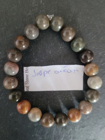 Bracelet en pierres naturelles de jaspe océan