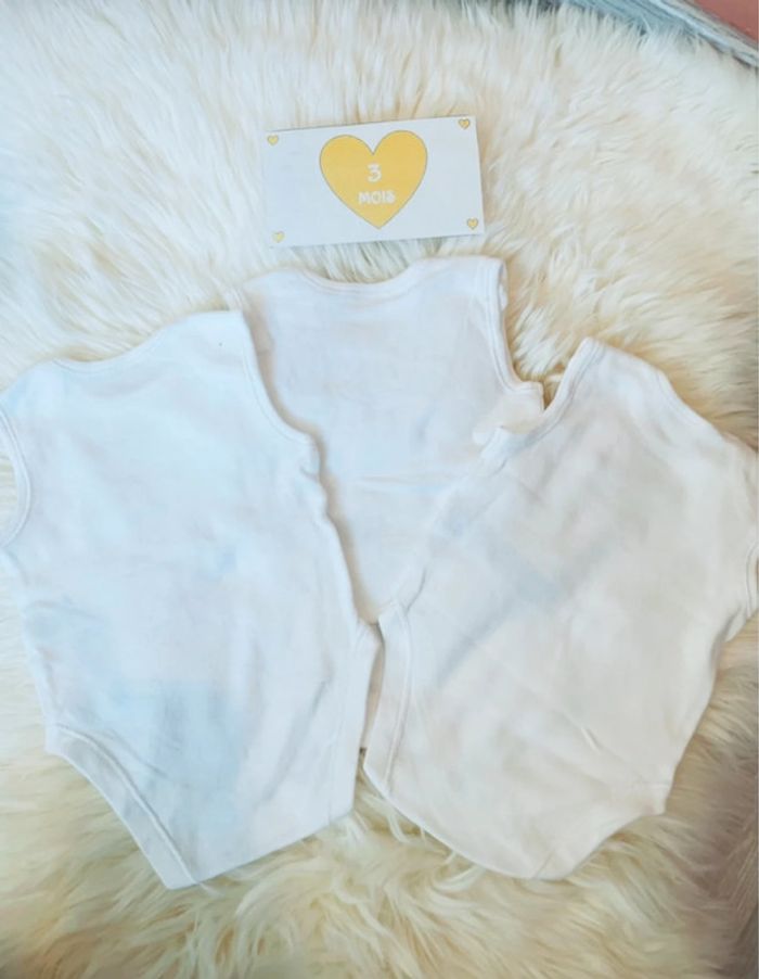 3 mois - lot 3 bodies SM blanc - photo numéro 3