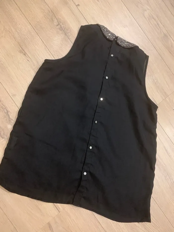 Blouse débardeur noir col strass Pimkie taille S - photo numéro 3