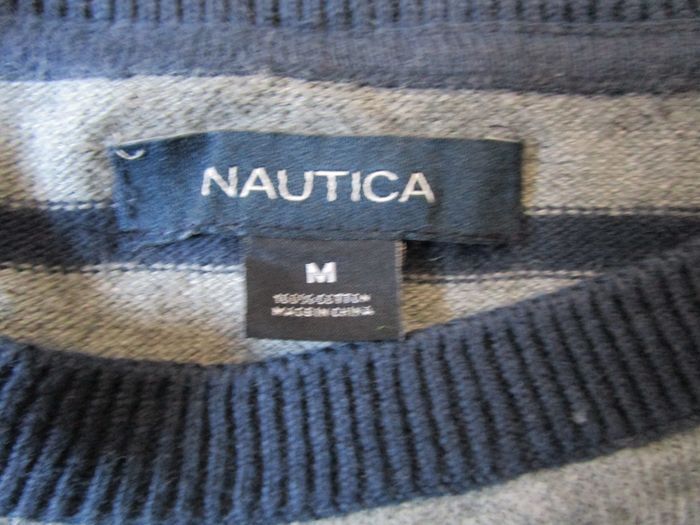 Pull Femme col rond Nautica 100% coton Taille M 38 Gris Bleu (P112) - photo numéro 3