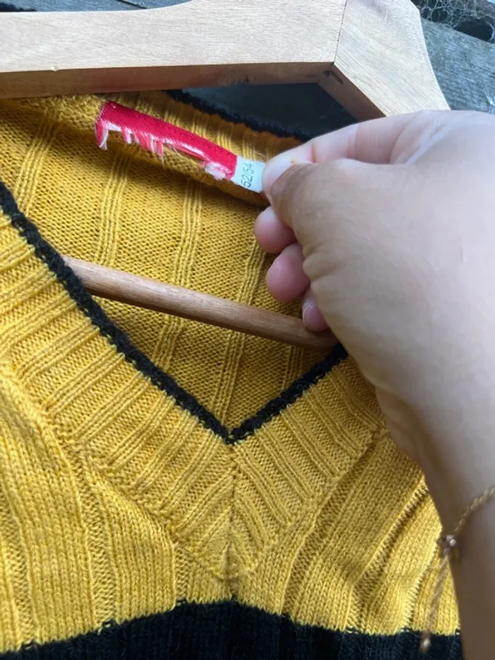 Pull sans manches vintage – Moutarde et noir – Taille 52/54 - photo numéro 3