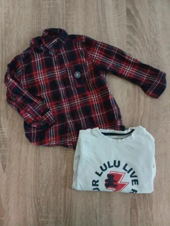 🌹lot chemise-haut lulu castagnettes 18 mois 🌹