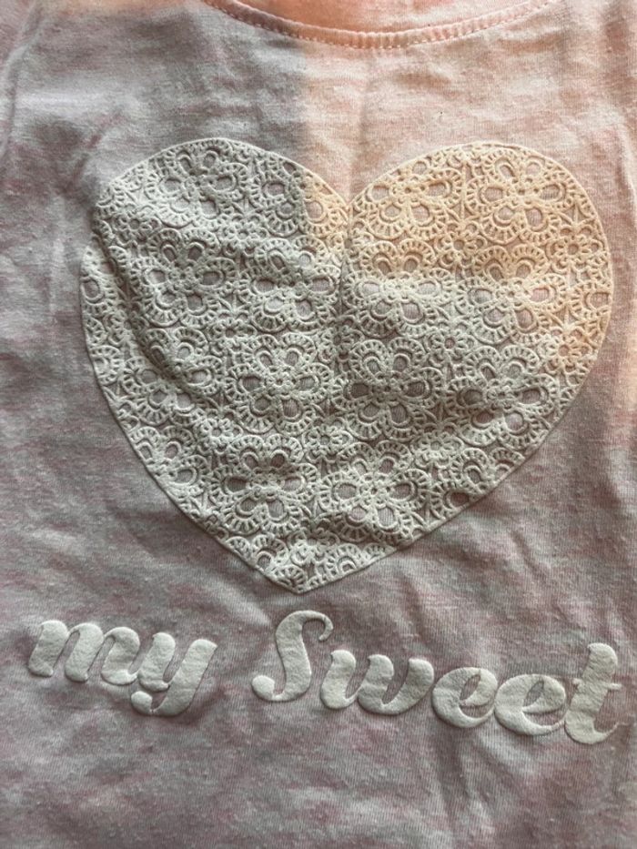 T-shirt fille 5ans tissaia rose dentelle blanche - photo numéro 3