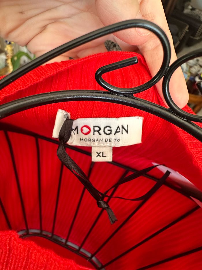 Pull rouge Morgan neuf avec ouverture décolleté - photo numéro 4