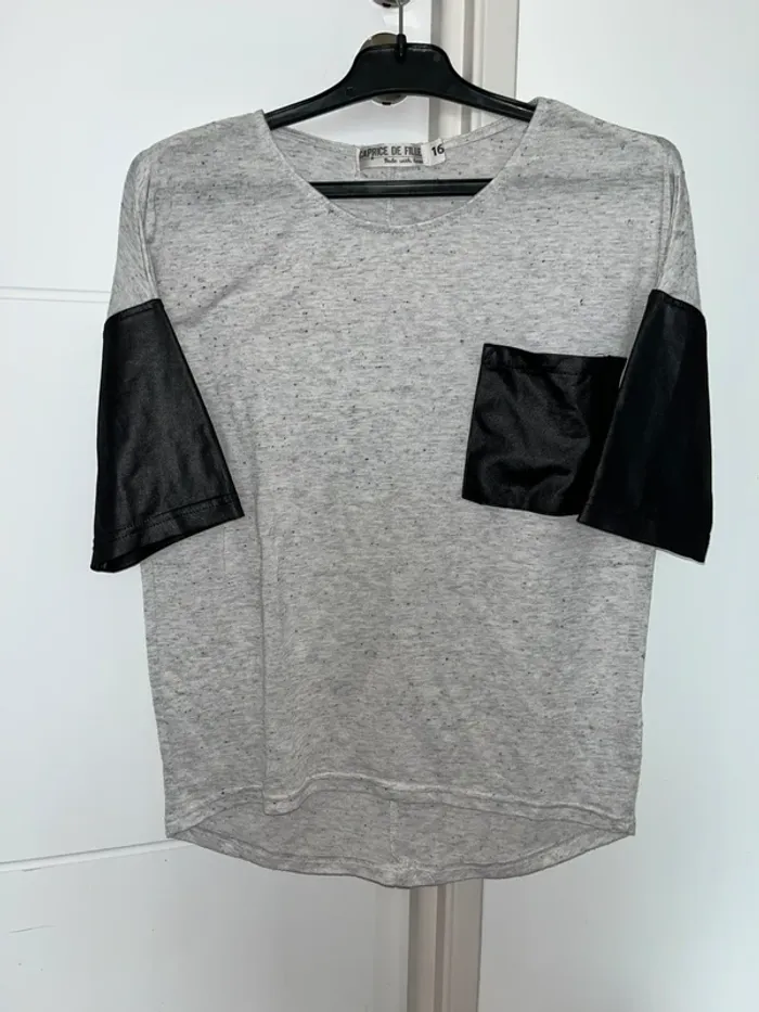 Top / t-shirt bi matière XS / 16 ans