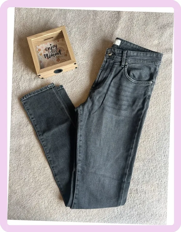Jean skinny gris IKKS Men – taille 28 – avec poches et anneaux ceinture