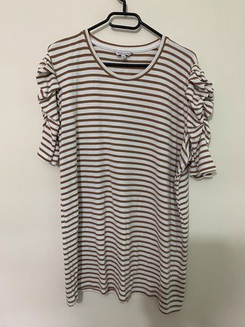 T-shirt rayé marron et blanc MS Mode taille XXL