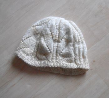 Bonnet femme en mailles, blanc, beige/crème, chaud
