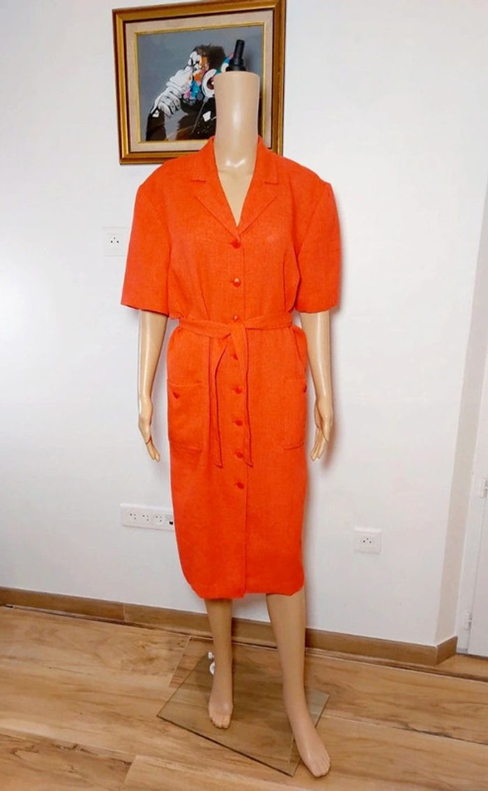 🍑 Robe corail T.52 – Manches courtes – Très bon état