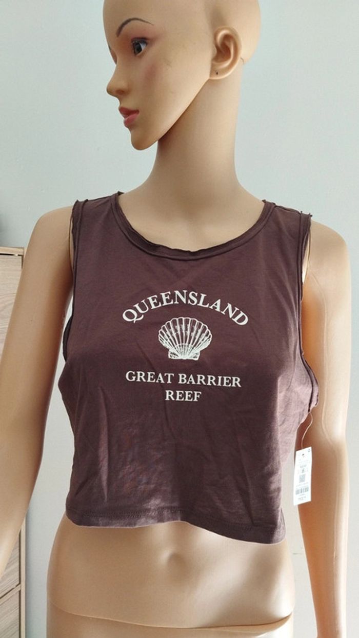 Débardeur top court marron ardene taille m femme