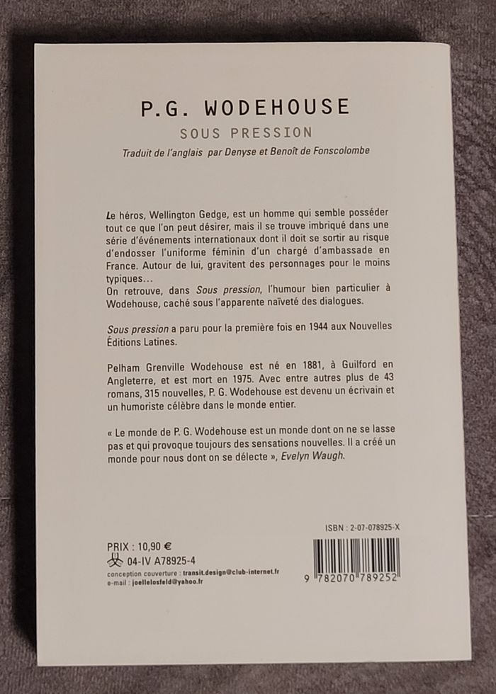 Sous pression Pelham Grenville Wodehouse, Denyse de Fonscolombe (Traduction) - photo numéro 2