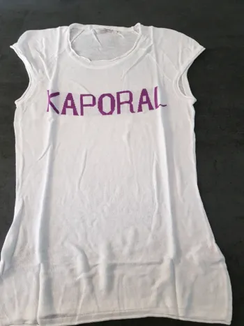 Haut Kaporal blanc/mauve   M