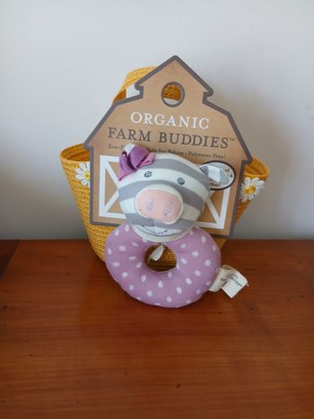 Neuf: Doudou-grelot Mlle Penny Pig *100% coton