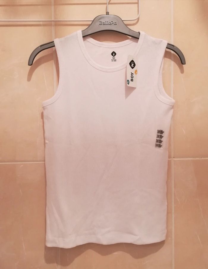 Débardeur blanc neuf étiqueté T10 ans - V92B