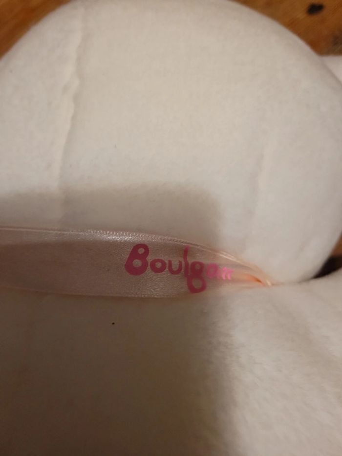 RARE Gros Ours Boulgom Made in France rose blanc 40cm nœud ruban peluche collection - photo numéro 7