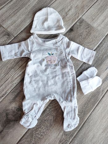 Magnifique ensemble pyjama coton été avec bonnet et moufles 🤟