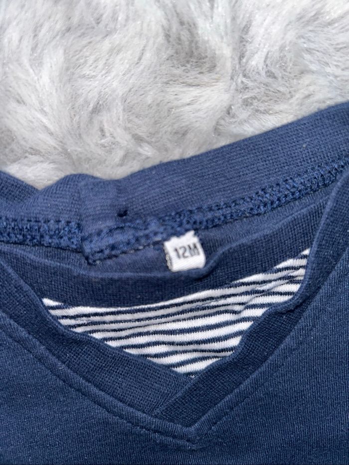 Haut à manches longues bleu motifs ours - 12 mois - photo numéro 3