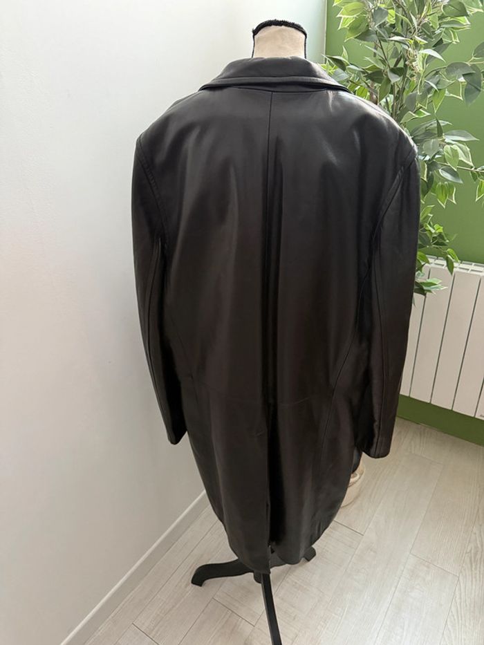 Long manteau en cuir vintage Chevignon Taille XL - photo numéro 2