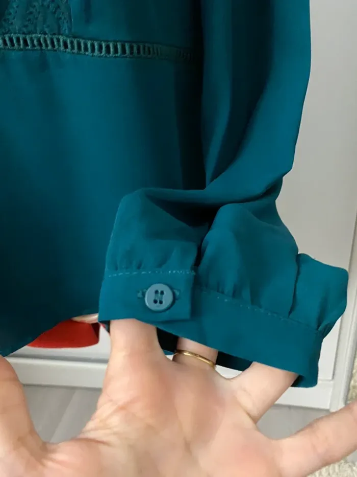 Blouse fluide manches longues verte Reserved - photo numéro 3