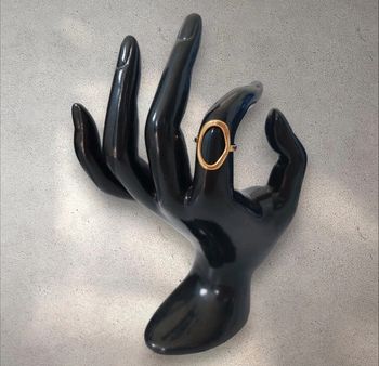 Bague ovale minimaliste ajustable acier inoxydable dorée neuve