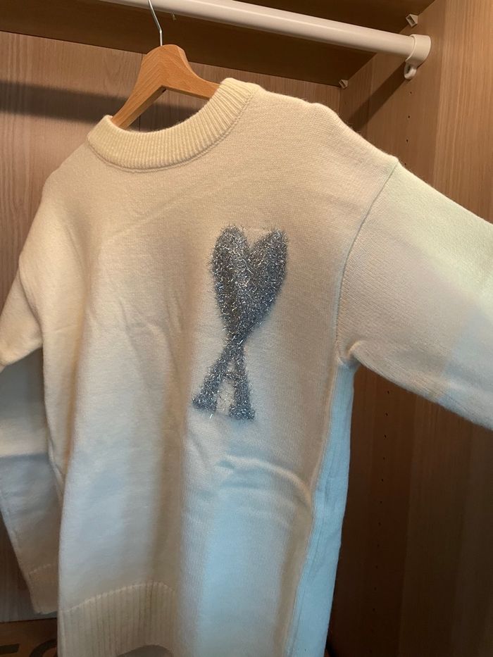 Pull Ami Paris Blanc Pailletée - photo numéro 7
