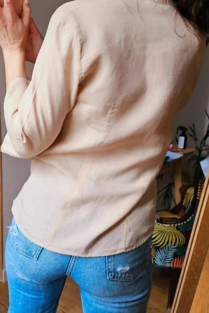 Chemise en lin beige manches 3/4 - photo numéro 4