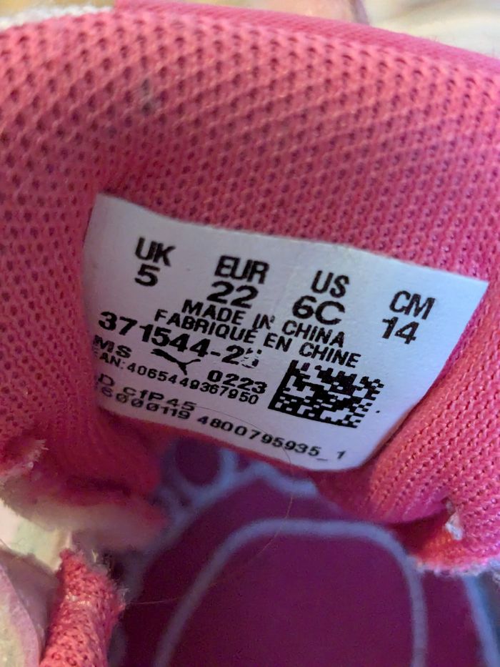 Baskets à scratch, roses, puma pointure 22 - photo numéro 3