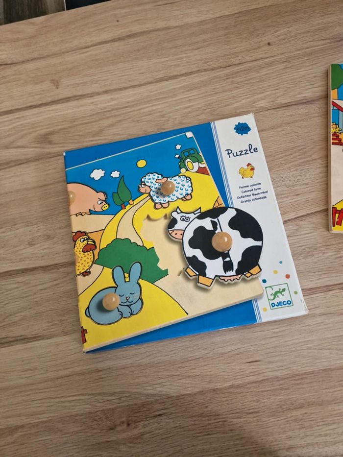 Puzzle Djeco avec boîte Ferme colorée, poules, lapin, vache, mouton, cochon. - photo numéro 5