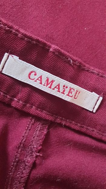 Pantalon jeans slim Camaïeu bordeau framboise femme taille S ou 36