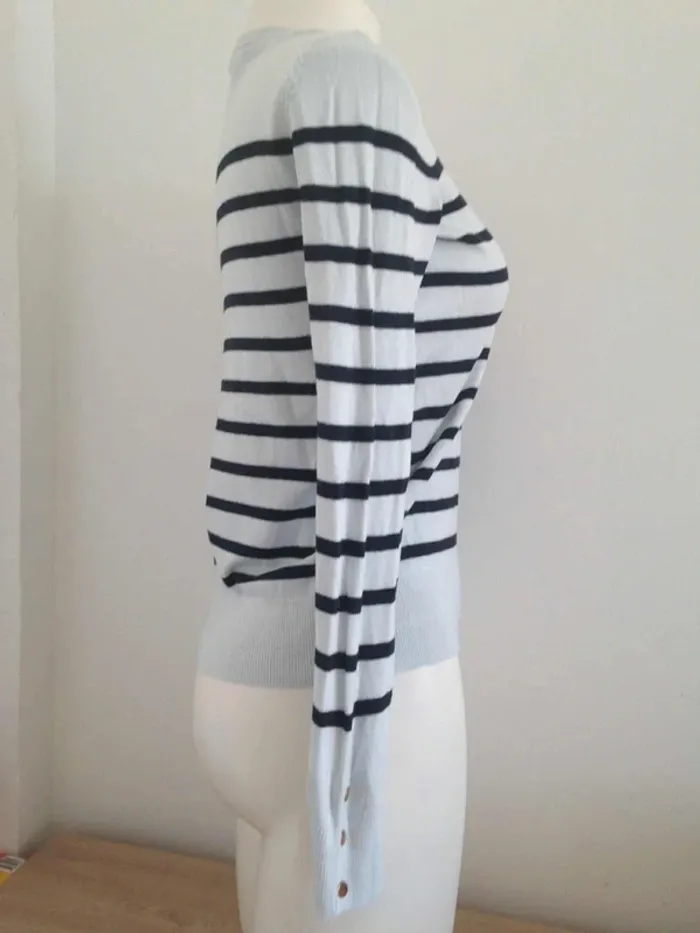 Pull fin col rond manches longues marinière/rayures S 36 Kiabi - photo numéro 4