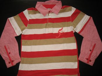 POLO ML RAYÉ ROUGE ET BLANC GARÇON "ORCHESTRA" - 10 ANS - n°01