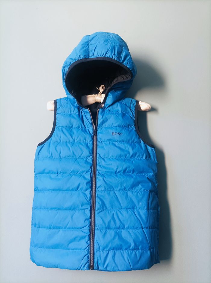 Doudoune plume garçon hugo boss 12 ans reversible sport hiver bleu neuve - photo numéro 2