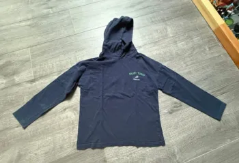 Pull à capuche fin bleu Kiabi garçon 8 ans