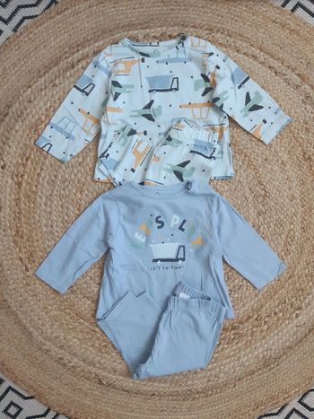 Lot de 2 pyjamas fins 2 pièces Tex 6 mois