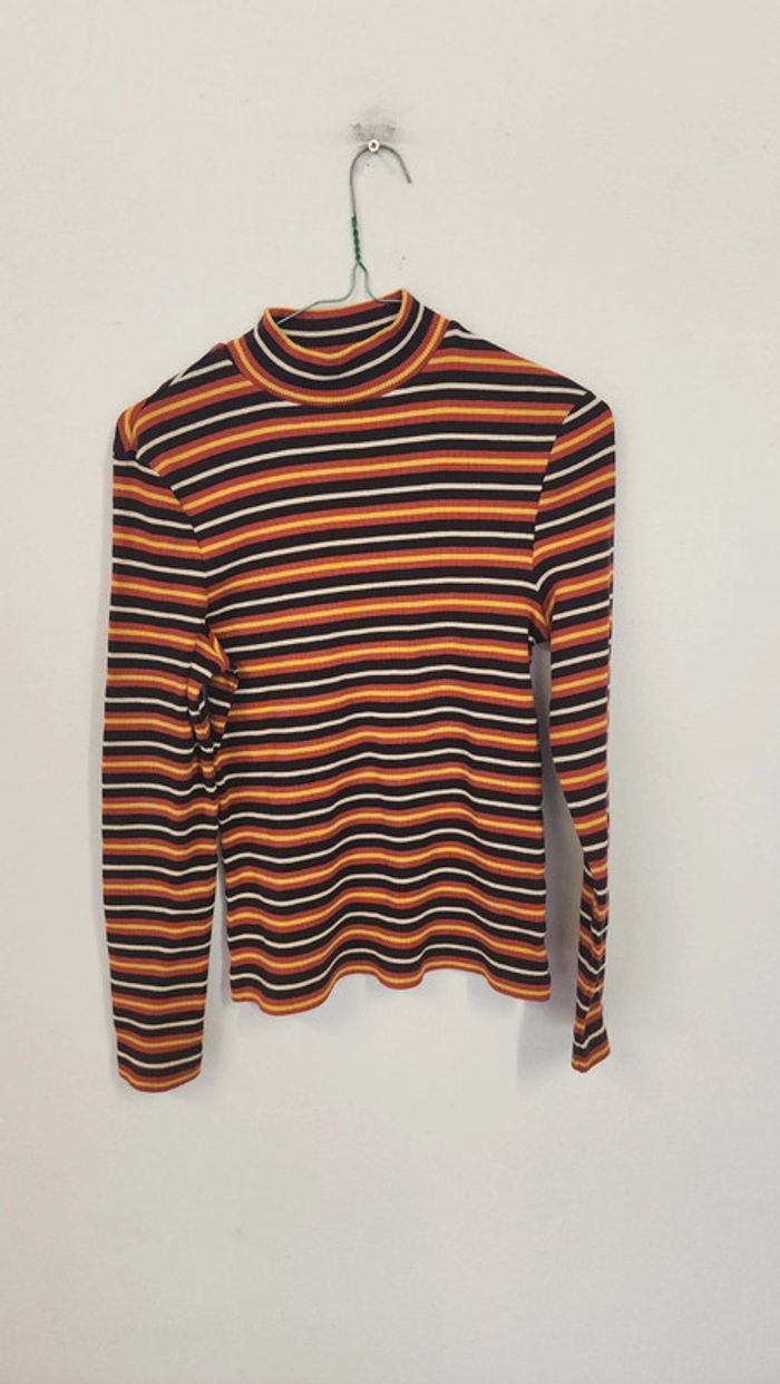 Joli pull chaussette rayé en maille cotolée Etam vintage 90's - photo numéro 5