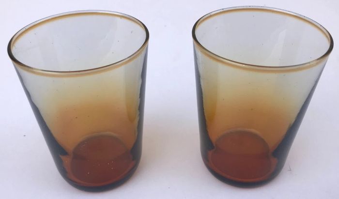 2 verres anciens Verre ambre transparent - photo numéro 4