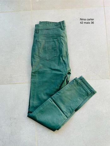 Pantalon vert effet huilé