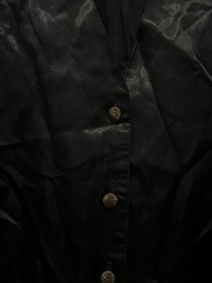 Veston vintage et oversize uni noir texture style satin - photo numéro 4