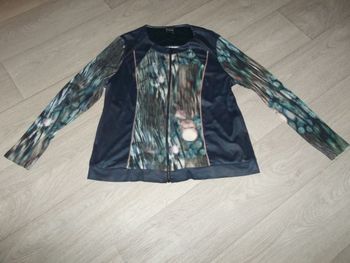 Veste PAUSE CAFE fluide tons bleus et multicolore taille 46 TBE