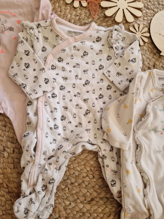 Lot de pyjamas légers orchestra bébé fille 1 mois - photo numéro 3