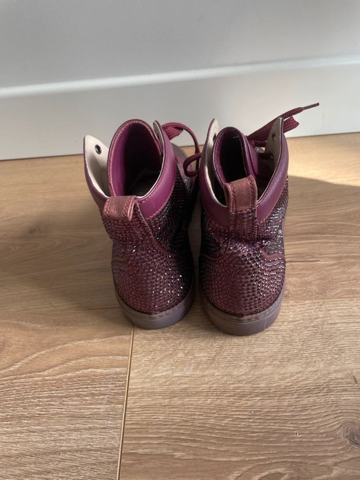 Baskets montantes Le Silla bordeaux à strass - photo numéro 4