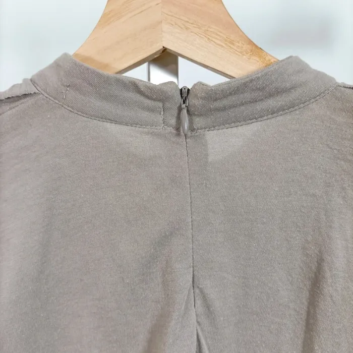 T-shirt taupe col plissé nœud froufrous Zara Collection – taille L A1006 - photo numéro 9