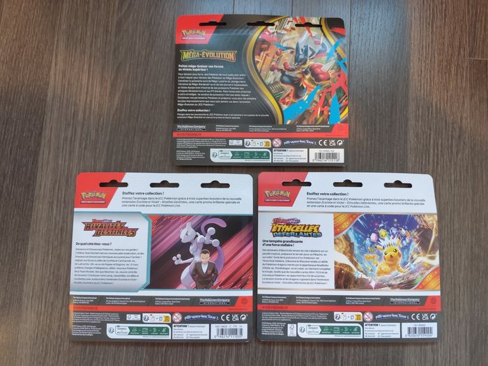 Lot Tripacks cartes Pokémon Étincelles déferlantes Rivalités destinées Mega évolution boosters - photo numéro 2