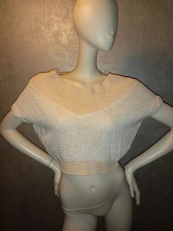 pull court blanc et orangé taille 36/38