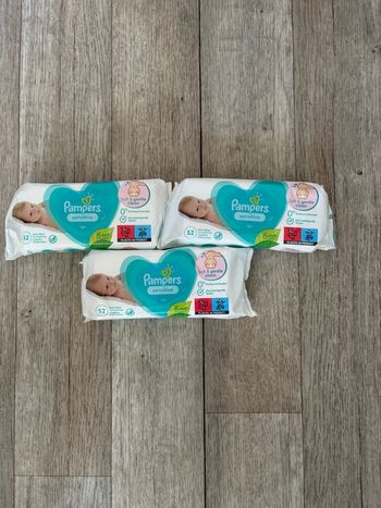 Lot de 3 pack de 52 lingettes bébé sensitive neuf 