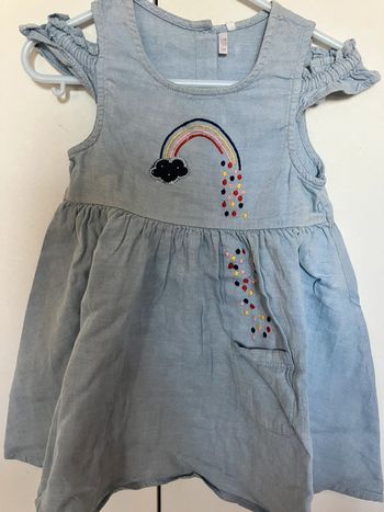 Jolie robe bleue claire en coton motif arc-en-ciel 24 mois Orchestra