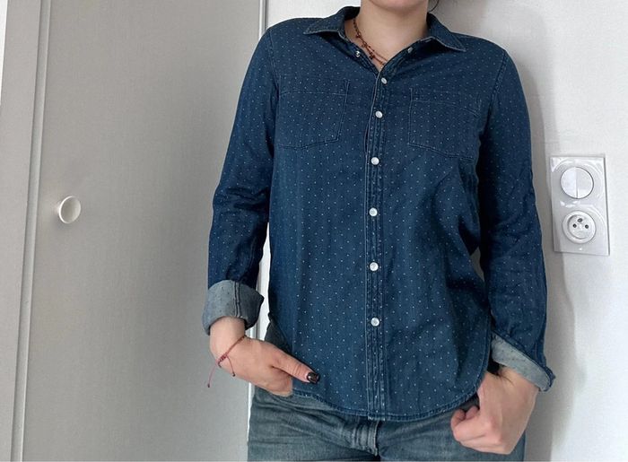 Chemise en jean à pois blancs – Monoprix – Taille 38 – Excellent état