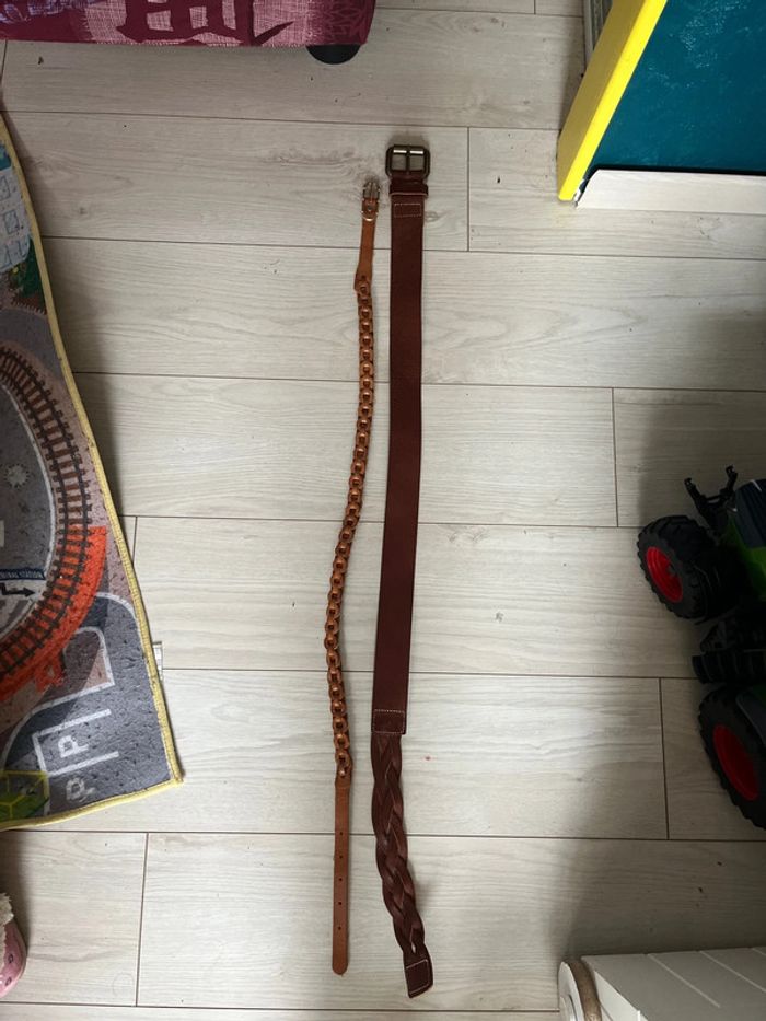 Lot de 2 ceinture en cuir femme 80 cms somewhere