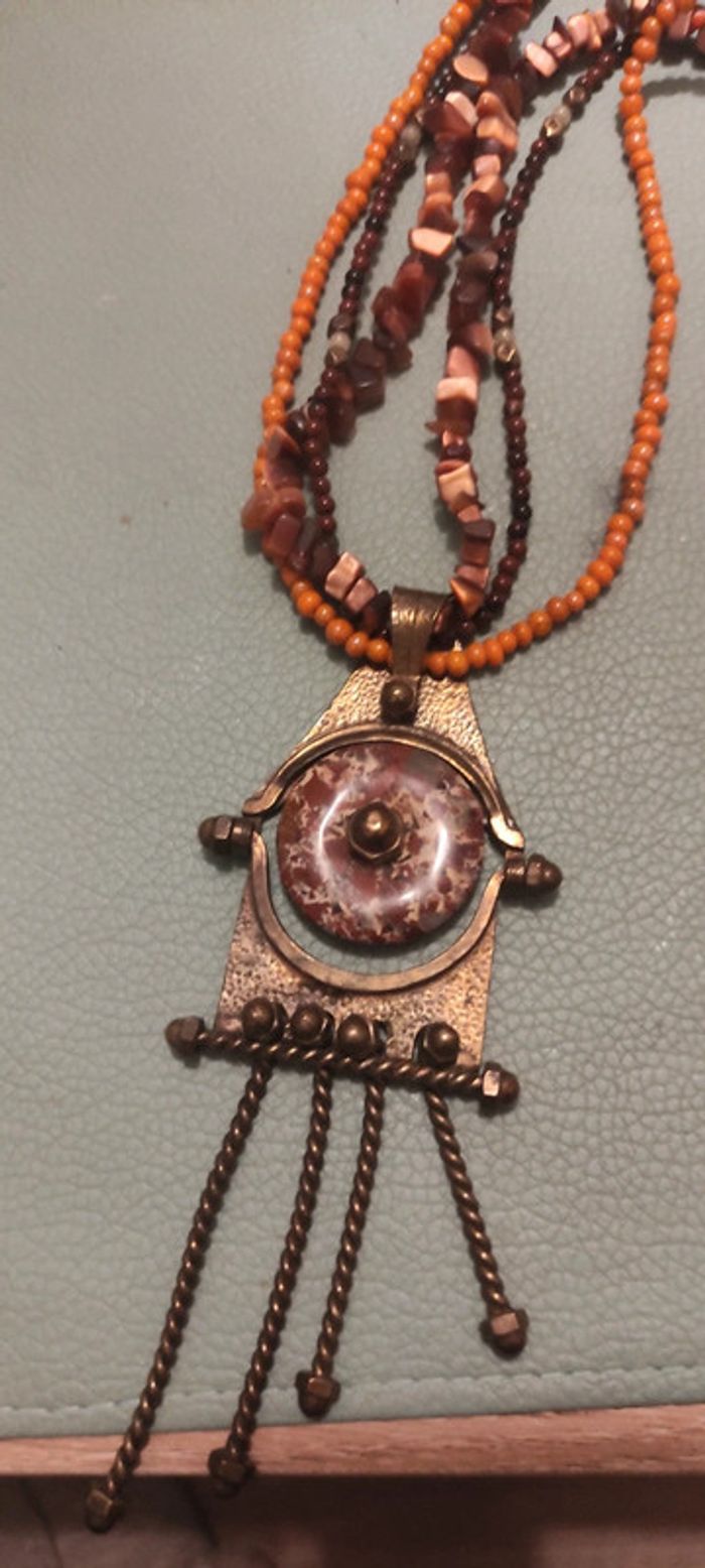 Collier ethnique pierre semi précieuse - photo numéro 2